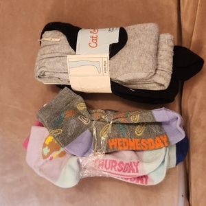 🔴Cat and Jack cable knit tights and days of the week sock